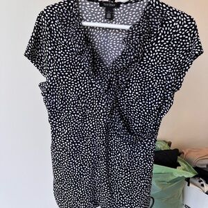 White House Black Market Black and White Blouse